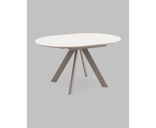 Стол круглый Миндель D100 столешница керамика белый глянец, основание металл латте, изображение 6 | Интернет магазин мебели и декора LifeDekor
