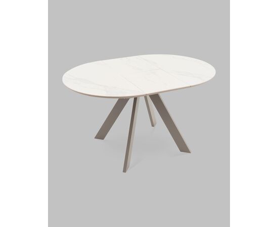 Стол круглый Миндель D100 столешница керамика белый глянец, основание металл латте, изображение 7 | Интернет магазин мебели и декора LifeDekor