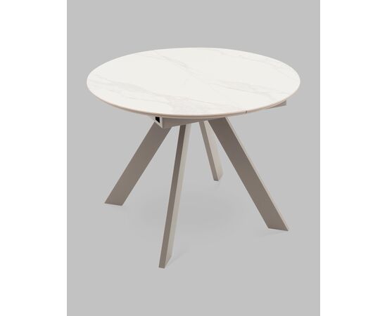 Стол круглый Миндель D100 столешница керамика белый глянец, основание металл латте, изображение 3 | Интернет магазин мебели и декора LifeDekor