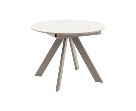 Стол круглый Миндель D100 столешница керамика белый глянец, основание металл латте | Интернет магазин мебели и декора LifeDekor