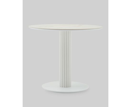 Стол круглый Терралино D90 верх керамика белый матовый, основание металл белый, изображение 2 | Интернет магазин мебели и декора LifeDekor