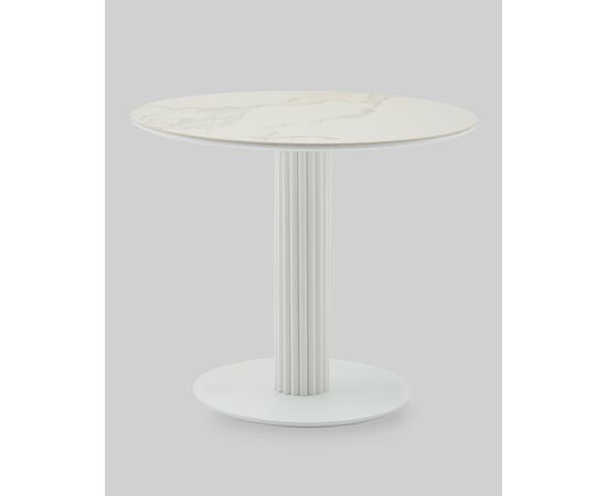 Стол круглый Терралино D90 верх керамика белый матовый, основание металл белый, изображение 3 | Интернет магазин мебели и декора LifeDekor
