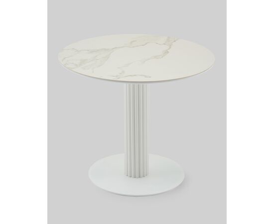 Стол круглый Терралино D90 верх керамика белый матовый, основание металл белый, изображение 4 | Интернет магазин мебели и декора LifeDekor