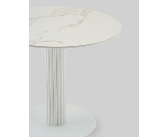 Стол круглый Терралино D90 верх керамика белый матовый, основание металл белый, изображение 5 | Интернет магазин мебели и декора LifeDekor