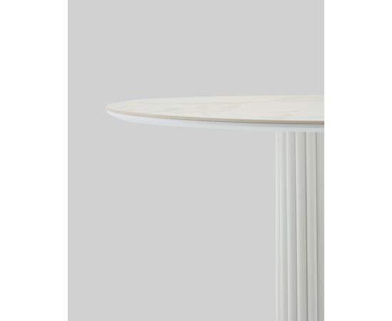 Стол круглый Терралино D90 верх керамика белый матовый, основание металл белый, изображение 8 | Интернет магазин мебели и декора LifeDekor