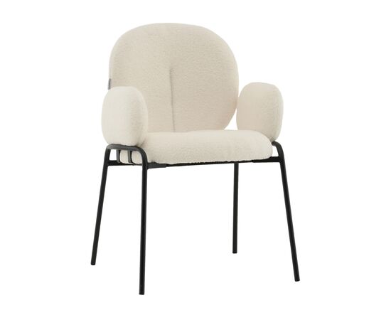 Стул с подлокотниками Моллек букле молочный | Интернет магазин мебели и декора LifeDekor