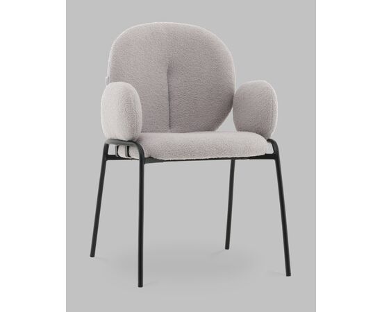 Стул с подлокотниками Моллек букле светло-серый, изображение 2 | Интернет магазин мебели и декора LifeDekor