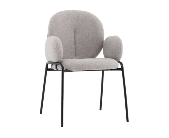 Стул с подлокотниками Моллек букле светло-серый | Интернет магазин мебели и декора LifeDekor