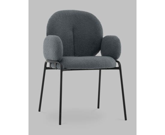 Стул с подлокотниками Моллек букле темно-серый, изображение 2 | Интернет магазин мебели и декора LifeDekor