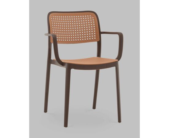 Стул Yona пластиковый с подлокотниками коричневый, изображение 2 | Интернет магазин мебели и декора LifeDekor