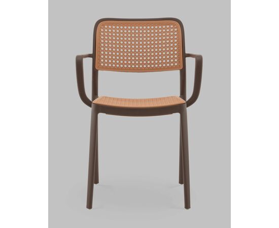 Стул Yona пластиковый с подлокотниками коричневый, изображение 3 | Интернет магазин мебели и декора LifeDekor