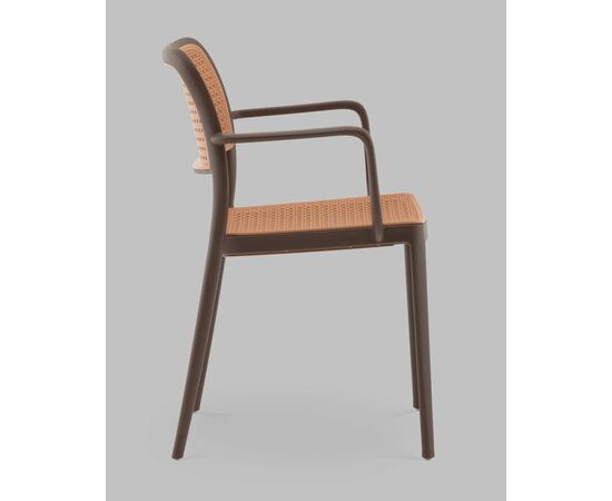 Стул Yona пластиковый с подлокотниками коричневый, изображение 4 | Интернет магазин мебели и декора LifeDekor