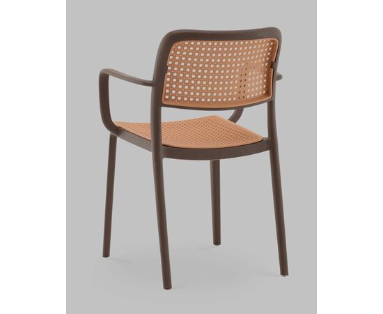 Стул Yona пластиковый с подлокотниками коричневый, изображение 6 | Интернет магазин мебели и декора LifeDekor