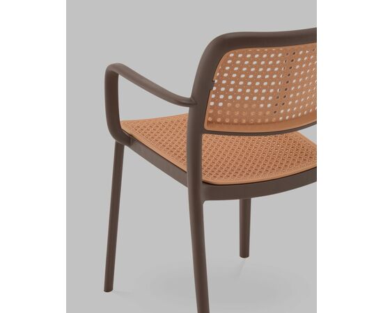 Стул Yona пластиковый с подлокотниками коричневый, изображение 7 | Интернет магазин мебели и декора LifeDekor