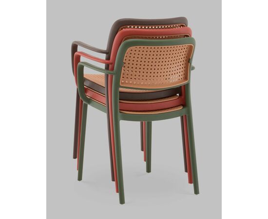 Стул Yona пластиковый с подлокотниками коричневый, изображение 10 | Интернет магазин мебели и декора LifeDekor