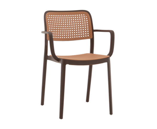 Стул Yona пластиковый с подлокотниками коричневый | Интернет магазин мебели и декора LifeDekor