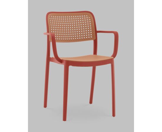 Стул Yona пластиковый с подлокотниками красный, изображение 2 | Интернет магазин мебели и декора LifeDekor