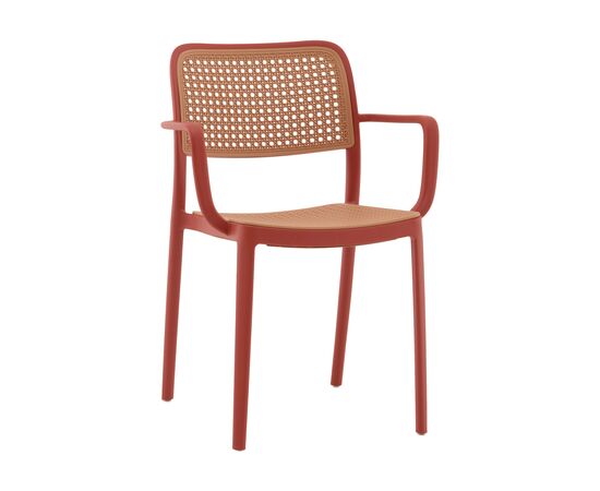 Стул Yona пластиковый с подлокотниками красный | Интернет магазин мебели и декора LifeDekor