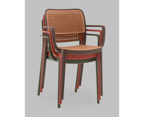 Стул Yona пластиковый с подлокотниками зелёный, изображение 9 | Интернет магазин мебели и декора LifeDekor