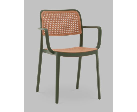 Стул Yona пластиковый с подлокотниками зелёный, изображение 2 | Интернет магазин мебели и декора LifeDekor
