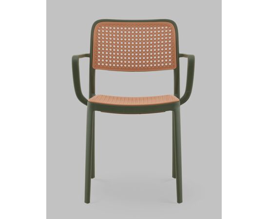 Стул Yona пластиковый с подлокотниками зелёный, изображение 3 | Интернет магазин мебели и декора LifeDekor