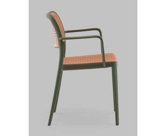 Стул Yona пластиковый с подлокотниками зелёный, изображение 4 | Интернет магазин мебели и декора LifeDekor