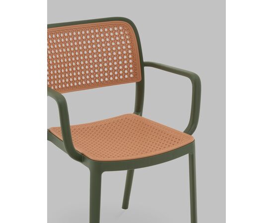 Стул Yona пластиковый с подлокотниками зелёный, изображение 8 | Интернет магазин мебели и декора LifeDekor