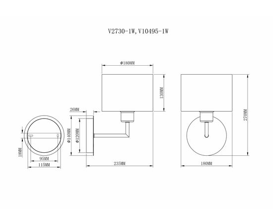Бра Moderli V2730-1W Room 1*E27*60W, изображение 6 | Интернет магазин мебели и декора LifeDekor