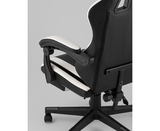 Кресло спортивное TopChairs Prophet с оттоманкой черно-белый, изображение 24 | Интернет магазин мебели и декора LifeDekor