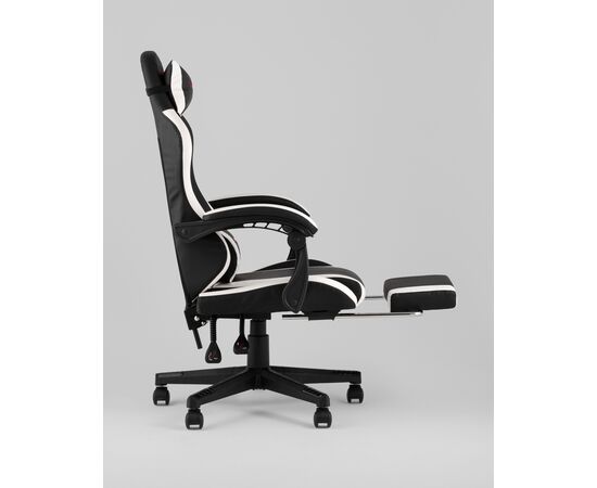 Кресло спортивное TopChairs Prophet с оттоманкой черно-белый, изображение 21 | Интернет магазин мебели и декора LifeDekor