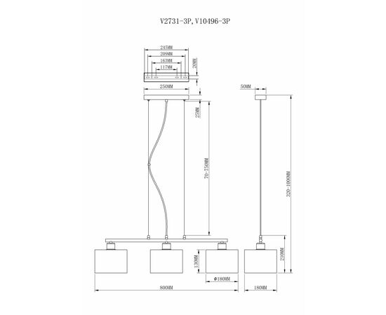 Подвесной светильник Moderli V2731-3P Room 3*E27*60W, изображение 6 | Интернет магазин мебели и декора LifeDekor