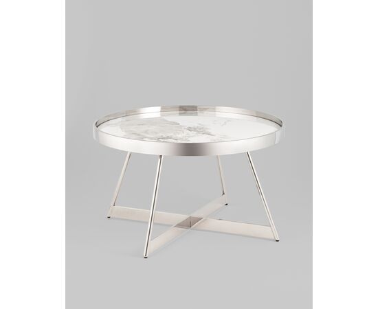 Журнальный столик Гера 80*80см белая керамика сталь серебро, изображение 17 | Интернет магазин мебели и декора LifeDekor