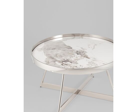 Журнальный столик Гера 80*80см белая керамика сталь серебро, изображение 20 | Интернет магазин мебели и декора LifeDekor