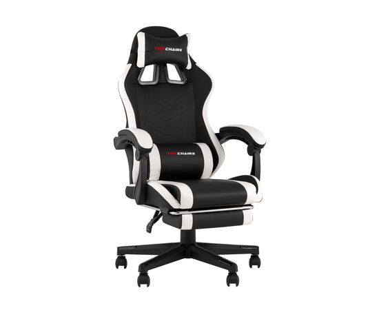 Кресло спортивное TopChairs Prophet с оттоманкой черно-белый, изображение 25 | Интернет магазин мебели и декора LifeDekor