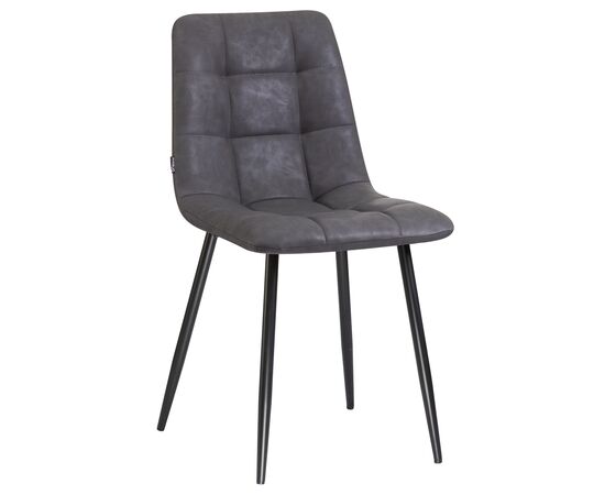 Стул обеденный DOBRIN ALEX, черные матовые ножки, серая антрацитовая винтажная экокожа (RU-08), Вариант: черные матовые ножки, серая антрацитовая винтажная экокожа (RU-08) | Интернет магазин мебели и декора LifeDekor