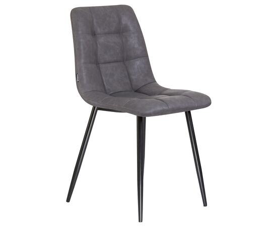 Стул обеденный DOBRIN ALEX, черные матовые ножки, серая антрацитовая винтажная экокожа (RU-08), Вариант: черные матовые ножки, серая антрацитовая винтажная экокожа (RU-08), изображение 2 | Интернет магазин мебели и декора LifeDekor