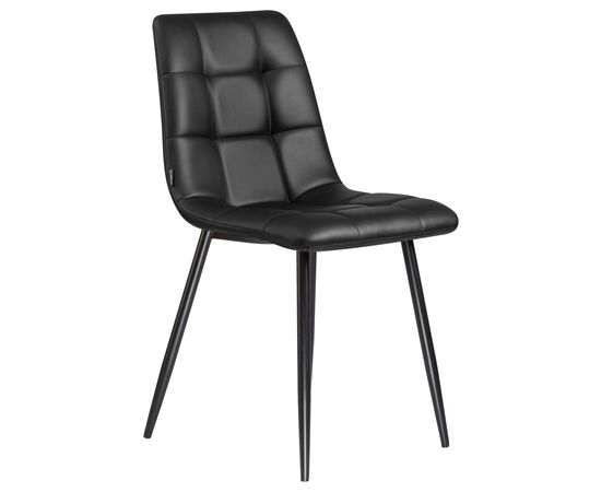 Стул обеденный DOBRIN ALEX, черные матовые ножки, чёрная экокожа (P-01), Вариант: черные матовые ножки, чёрная экокожа (P-01), изображение 2 | Интернет магазин мебели и декора LifeDekor