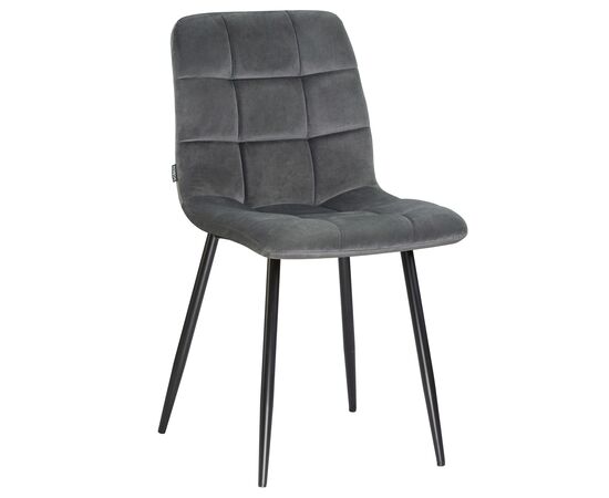 Стул обеденный DOBRIN ALEX, черные матовые ножки, темно-серый велюр (V108-91), Вариант: черные матовые ножки, темно-серый велюр (V108-91) | Интернет магазин мебели и декора LifeDekor