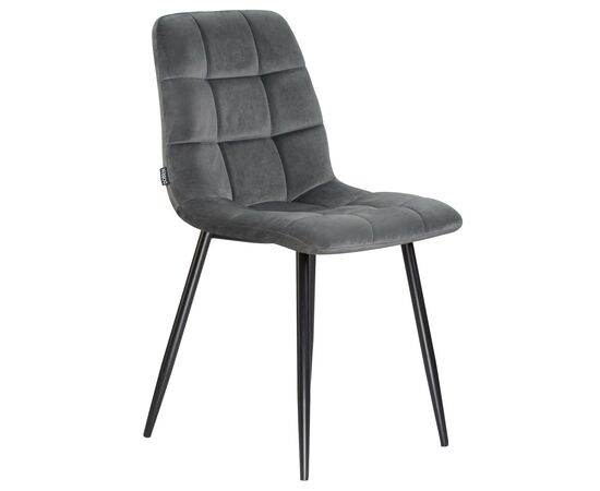 Стул обеденный DOBRIN ALEX, черные матовые ножки, темно-серый велюр (V108-91), Вариант: черные матовые ножки, темно-серый велюр (V108-91), изображение 2 | Интернет магазин мебели и декора LifeDekor