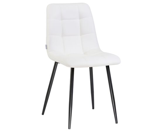Стул обеденный DOBRIN ALEX, черные матовые ножки, белая экокожа (P-02), Вариант: черные матовые ножки, белая экокожа (P-02) | Интернет магазин мебели и декора LifeDekor
