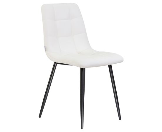 Стул обеденный DOBRIN ALEX, черные матовые ножки, белая экокожа (P-02), Вариант: черные матовые ножки, белая экокожа (P-02), изображение 2 | Интернет магазин мебели и декора LifeDekor