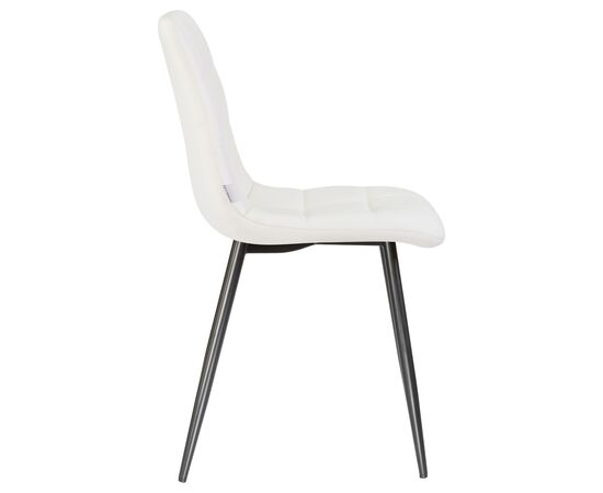 Стул обеденный DOBRIN ALEX, черные матовые ножки, белая экокожа (P-02), Вариант: черные матовые ножки, белая экокожа (P-02), изображение 3 | Интернет магазин мебели и декора LifeDekor