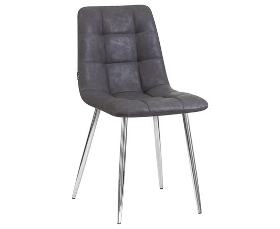Стул обеденный DOBRIN ALEX, хром ножки, серая антрацитовая винтажная экокожа (RU-08), Вариант: хром ножки, серая антрацитовая винтажная экокожа (RU-08) | Интернет магазин мебели и декора LifeDekor