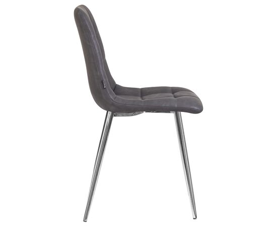 Стул обеденный DOBRIN ALEX, хром ножки, серая антрацитовая винтажная экокожа (RU-08), Вариант: хром ножки, серая антрацитовая винтажная экокожа (RU-08), изображение 3 | Интернет магазин мебели и декора LifeDekor