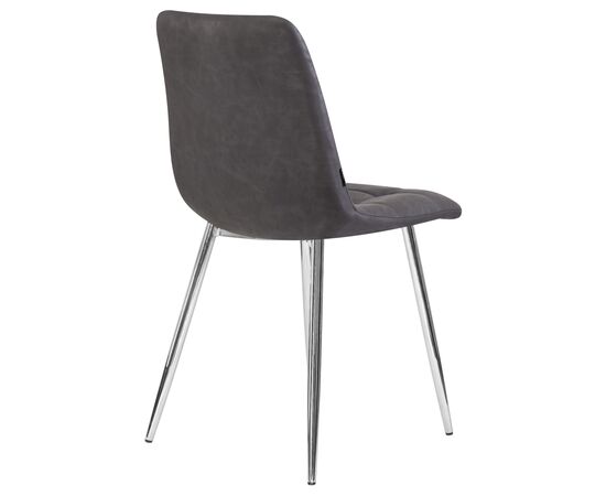 Стул обеденный DOBRIN ALEX, хром ножки, серая антрацитовая винтажная экокожа (RU-08), Вариант: хром ножки, серая антрацитовая винтажная экокожа (RU-08), изображение 4 | Интернет магазин мебели и декора LifeDekor