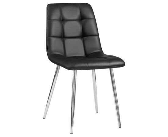 Стул обеденный DOBRIN ALEX, хром ножки, чёрная экокожа (P-01), Вариант: хром ножки, чёрная экокожа (P-01) | Интернет магазин мебели и декора LifeDekor