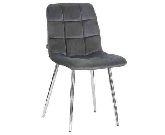 Стул обеденный DOBRIN ALEX, хром ножки, темно-серый велюр (V108-91), Вариант: хром ножки, темно-серый велюр (V108-91) | Интернет магазин мебели и декора LifeDekor