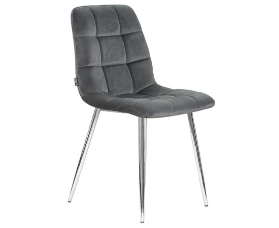 Стул обеденный DOBRIN ALEX, хром ножки, темно-серый велюр (V108-91), Вариант: хром ножки, темно-серый велюр (V108-91), изображение 2 | Интернет магазин мебели и декора LifeDekor