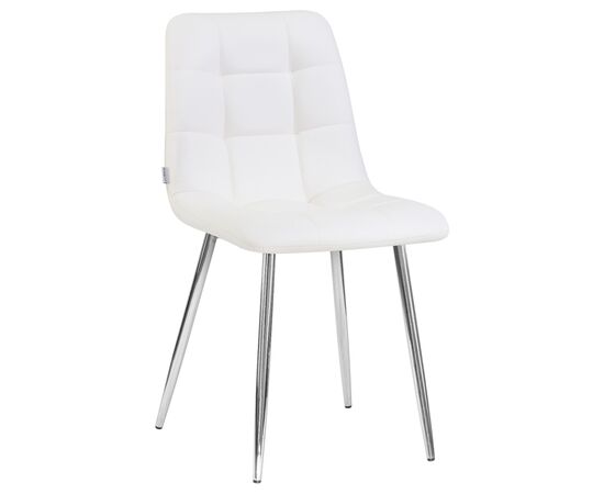 Стул обеденный DOBRIN ALEX, хром ножки, белая экокожа (P-02), Вариант: хром ножки, белая экокожа (P-02) | Интернет магазин мебели и декора LifeDekor
