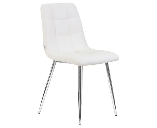 Стул обеденный DOBRIN ALEX, хром ножки, белая экокожа (P-02), Вариант: хром ножки, белая экокожа (P-02), изображение 2 | Интернет магазин мебели и декора LifeDekor